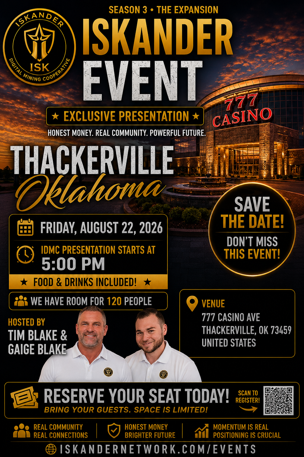 Thackerville Oklahoma event flyer