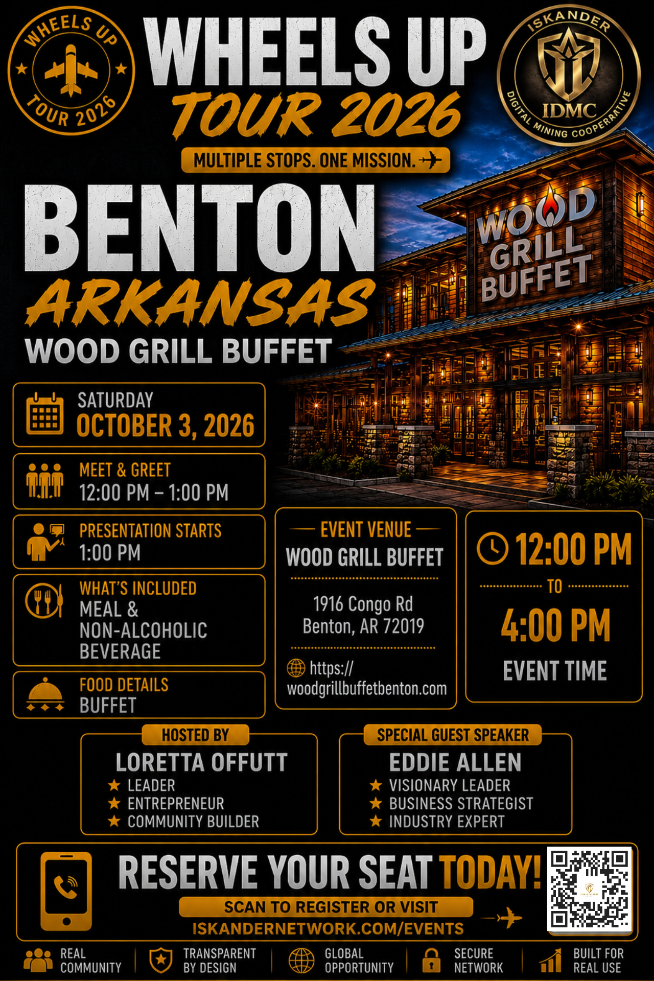 Benton, Arkansas Wheels Up Tour 2026 flyer