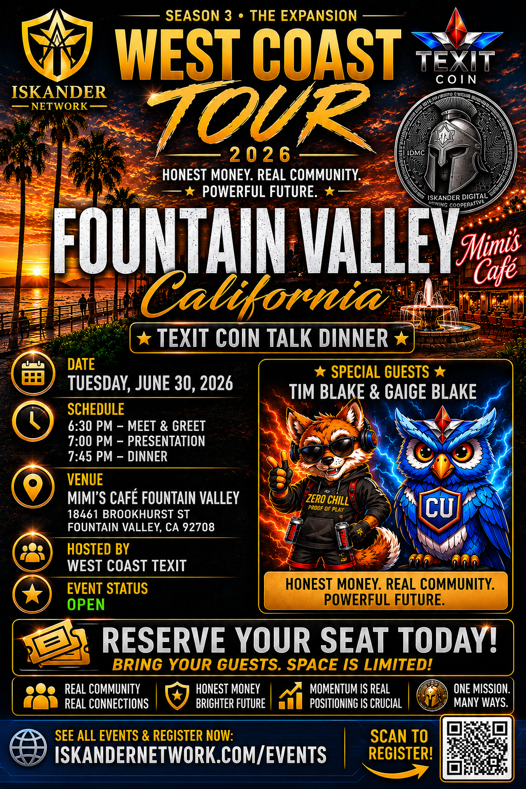 Fountain Valley California event flyer