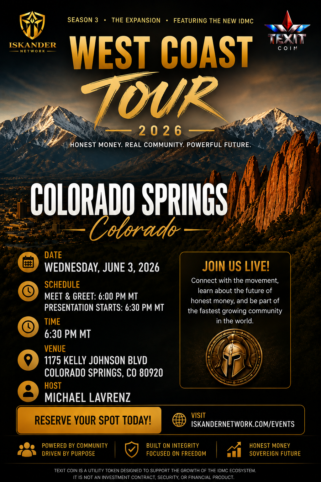 Colorado Springs Colorado event flyer
