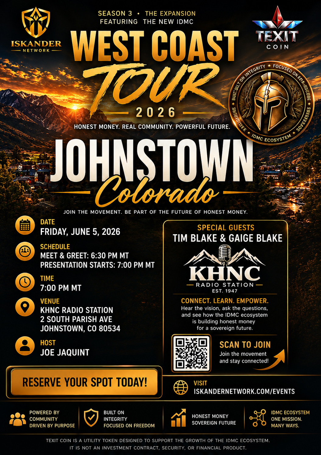 Johnstown Colorado event flyer